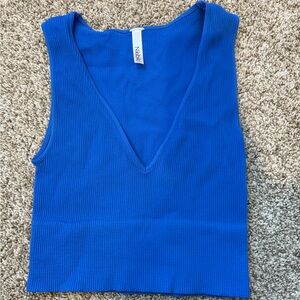 Nasty Gal Royal Blue V-Neck Ribbed Tank